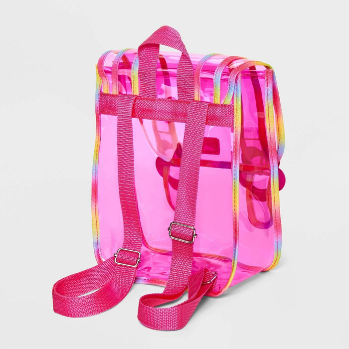 Kids' 11" Rainbow Jelly Clear Mini Backpack with Flower Buckles - Cat & Jack Pink