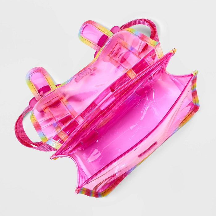 Kids' 11" Rainbow Jelly Clear Mini Backpack with Flower Buckles - Cat & Jack Pink
