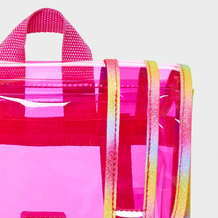 Kids' 11" Rainbow Jelly Clear Mini Backpack with Flower Buckles - Cat & Jack Pink