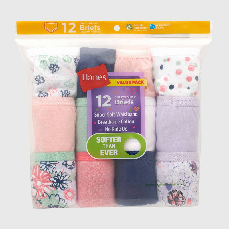 Hanes Girls' 12pk Briefs 8