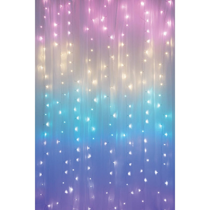 4.2'x5' 112 LED Curtain String Lights Pastel - West & Arrow: USB/Battery, 8 Modes, Indoor Use, Clear Wire