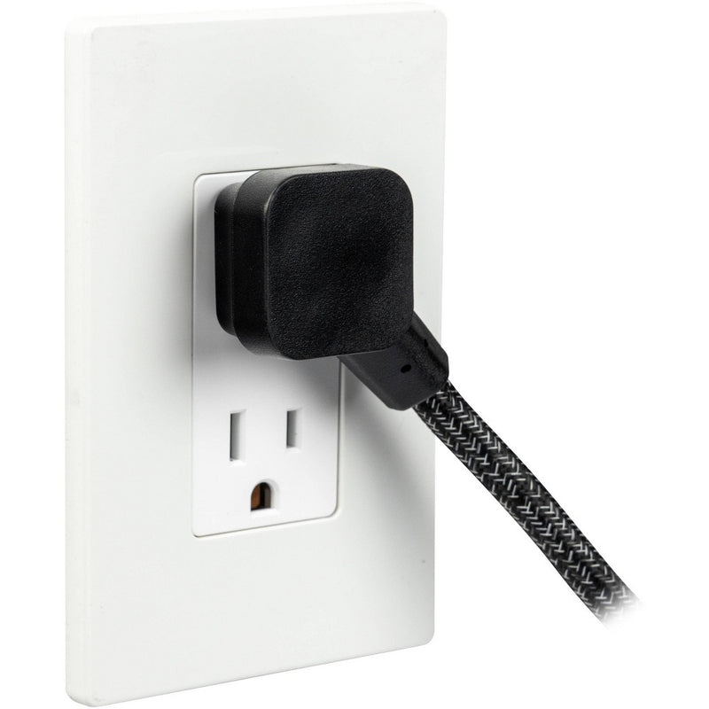GE 2-Outlet Extension Cord 2 USB-A 1 USB-C 12W 6' Braided Black