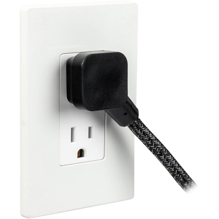 GE 2-Outlet Extension Cord 2 USB-A 1 USB-C 12W 6' Braided Black