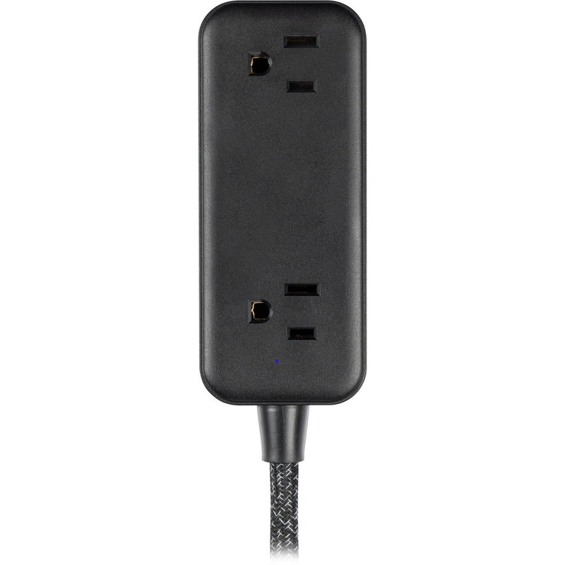 GE 2-Outlet Extension Cord 2 USB-A 1 USB-C 12W 6' Braided Black