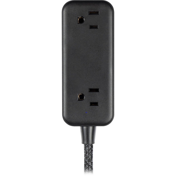 GE 2-Outlet Extension Cord 2 USB-A 1 USB-C 12W 6' Braided Black