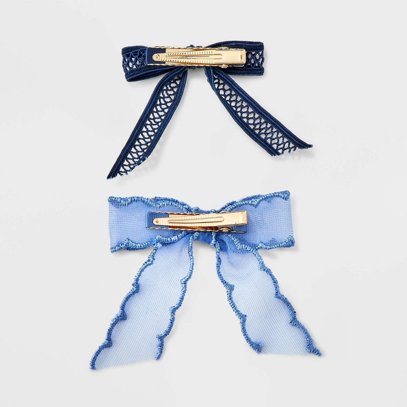 Girls' 6pk Ribbon Bow Clip Set - art class Blue