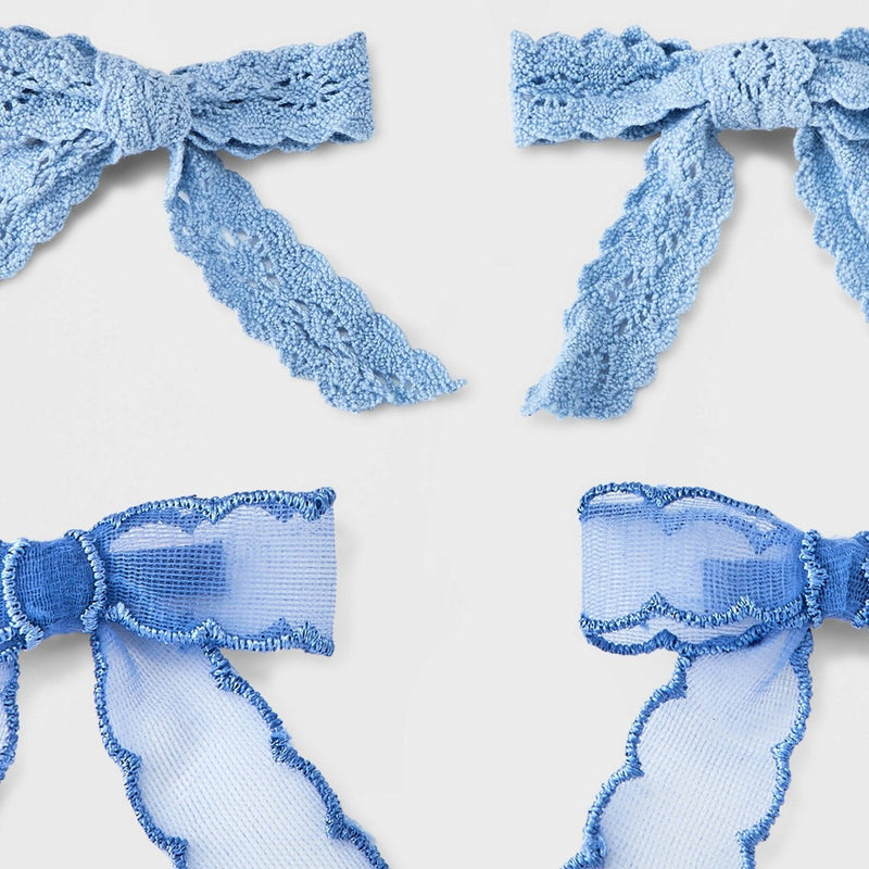Girls' 6pk Ribbon Bow Clip Set - art class Blue