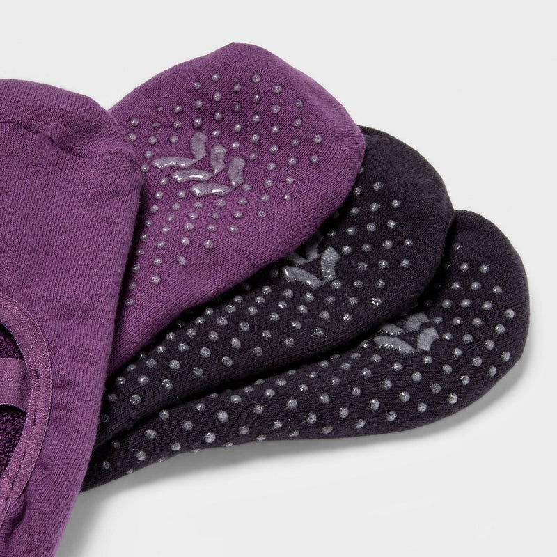 Solid Barre Liner Socks 2pk - Brown/Purple - All In Motion