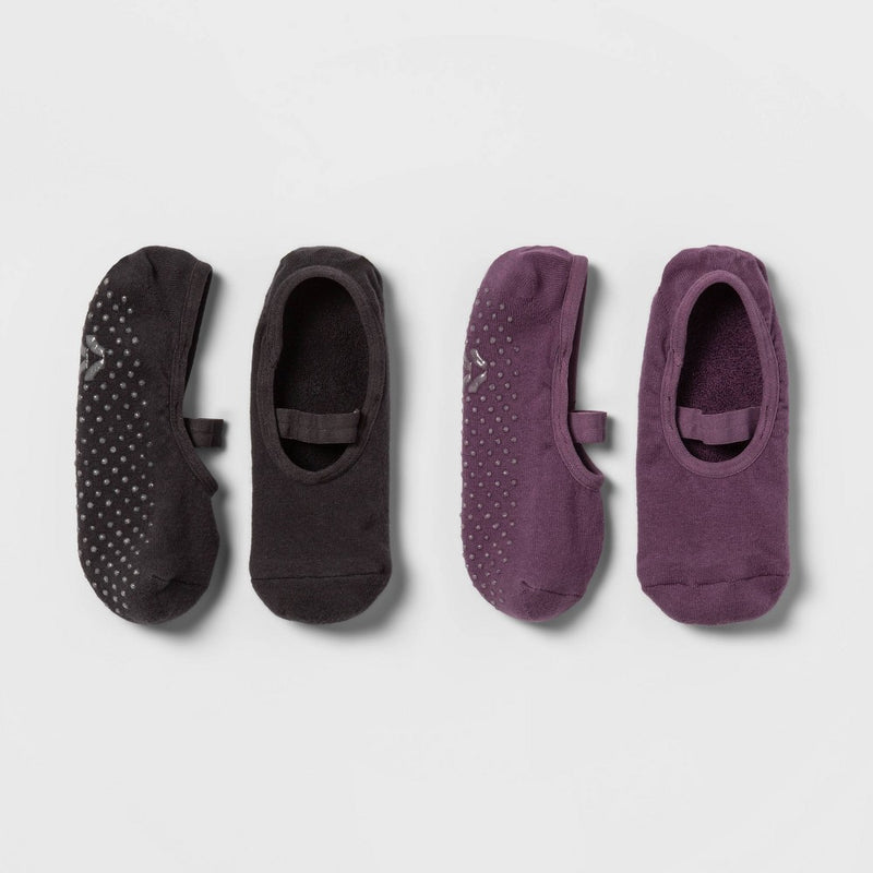 Solid Barre Liner Socks 2pk - Brown/Purple - All In Motion