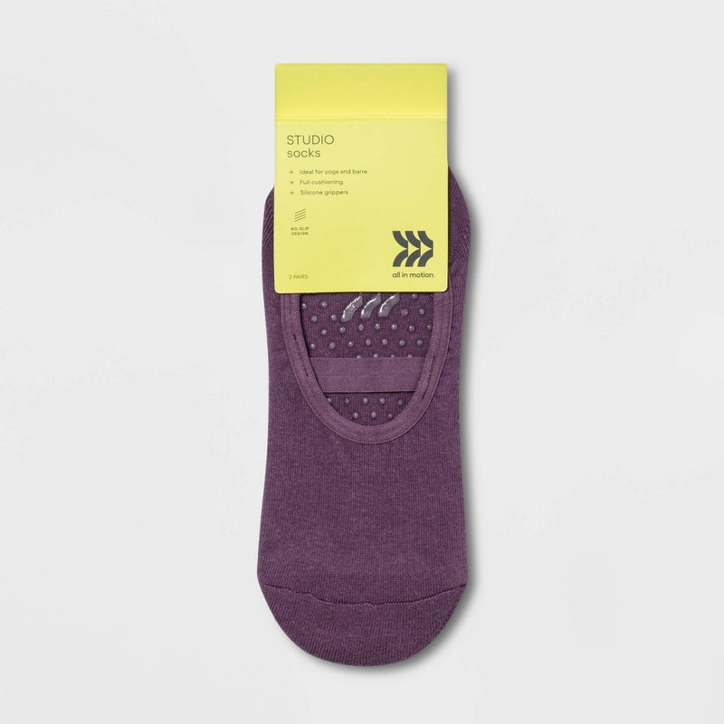 Solid Barre Liner Socks 2pk - Brown/Purple - All In Motion