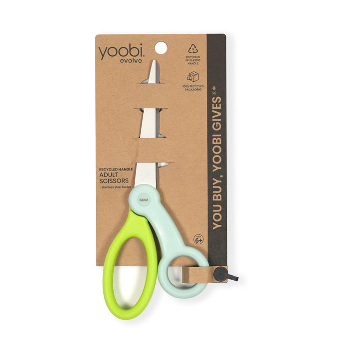Yoobi Evolve Adult Scissor Pale Blue and Lime Green