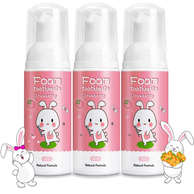 Foam Toothpaste Kids, Child-Friendly Formula Edible For Kids Oral Cleaning And Prevention Decay, Strawberry Flavor,60Ml, 1Pack