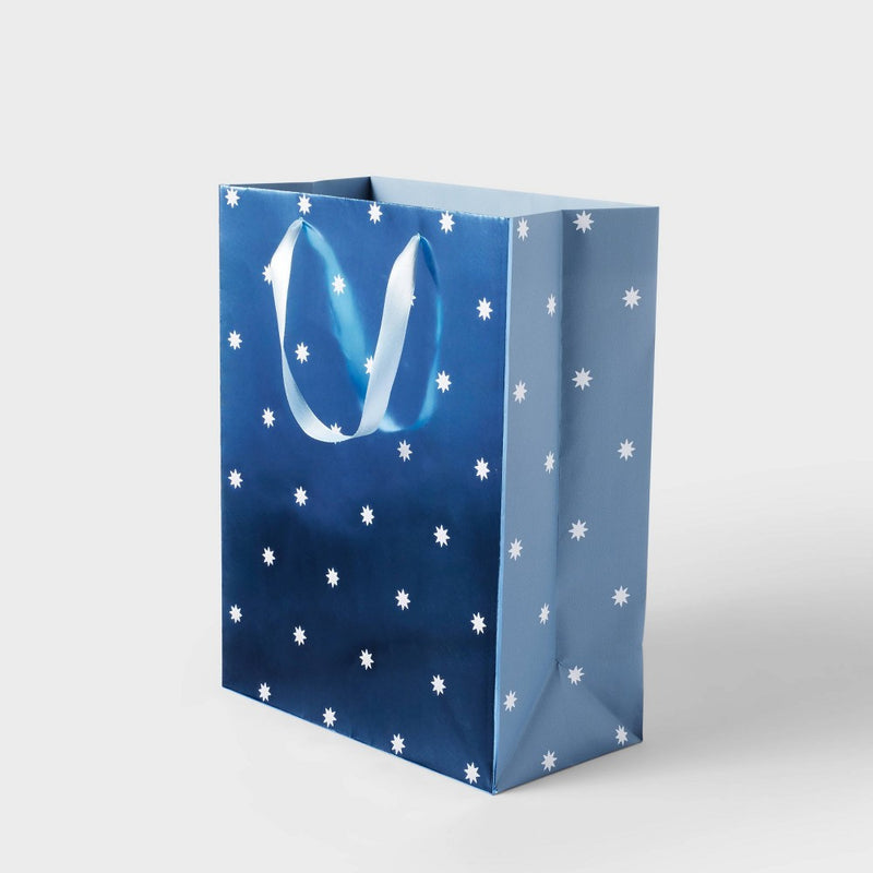 Large Blue Foil with White Star Dot Cub Bag - Spritz