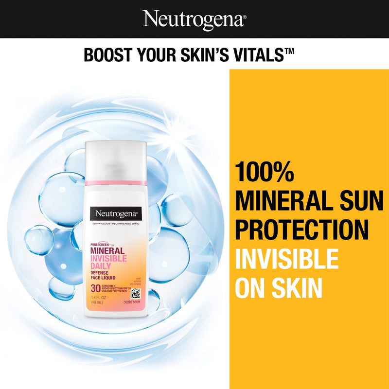 Neutrogena Invisible Daily Defense Mineral Face Sunscreen - SPF30 -EXP: