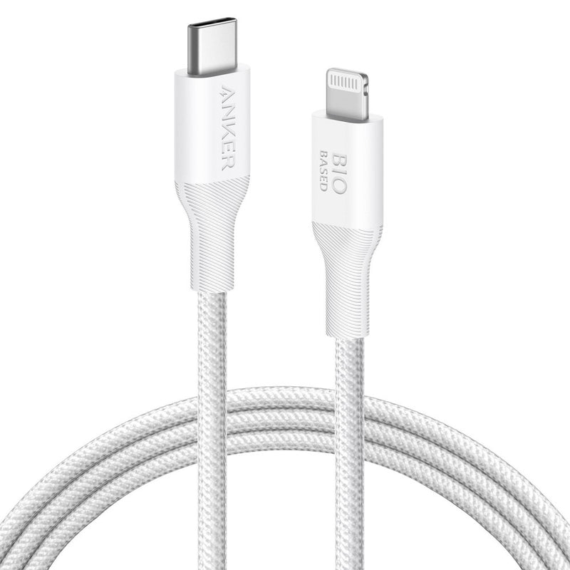 Anker 6' Bio-Braided Apple to USB-C ECO Friendly Fast Charging Cable - White