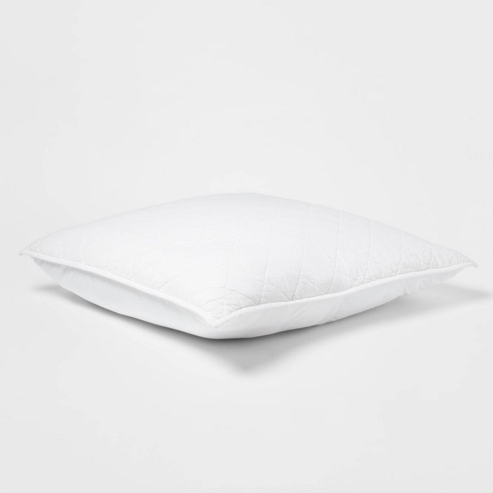 Euro Diamond Stitch Cotton Linen Quilt Sham White - Threshold: OEKO-TEX Certified, Woven Texture, No Flange Design