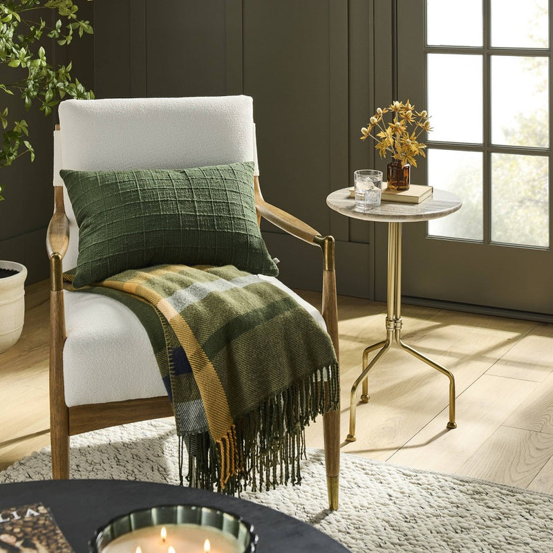 Fall Plaid Woven Throw Blanket Olive/Navy - Hearth & Hand with Magnolia