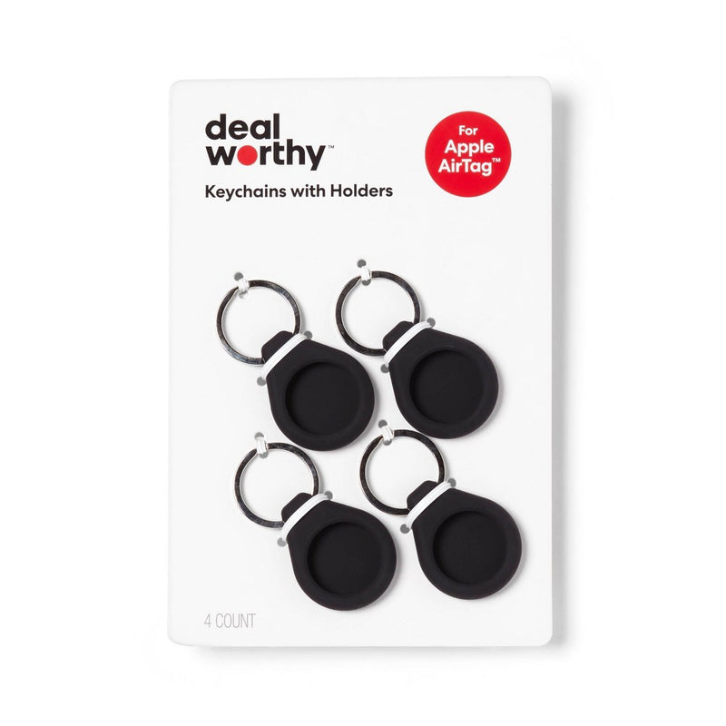 Keychains for Apple AirTag (4pk) - dealworthy Black