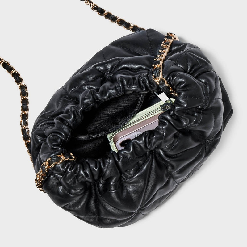 Rouched Chain Crossbody Bag - A New Day Black