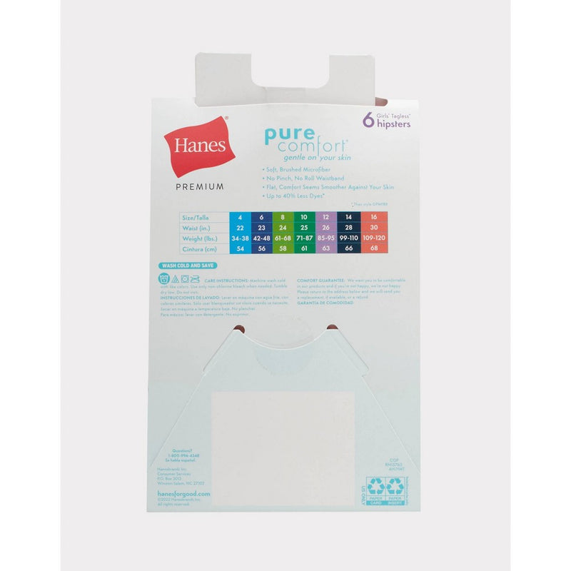 Hanes Girls' 6pk Pure Microfiber Hipster - Colors May Vary 14