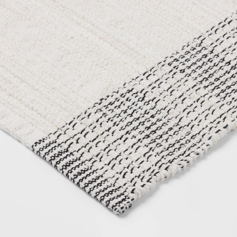 24"x36" Oversized Modern Chenille Bath Rug Black/White - Threshold (LOCAL PICKUP ONLY)