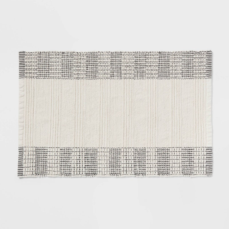 24"x36" Oversized Modern Chenille Bath Rug Black/White - Threshold (LOCAL PICKUP ONLY)