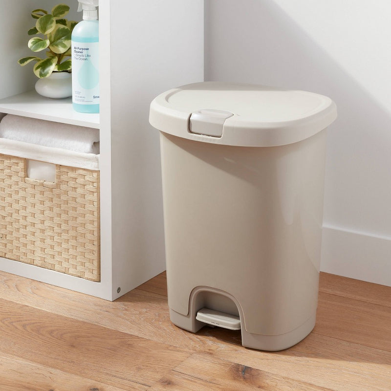 7gal Step Trash Can with Locking Lid Gray - Brightroom