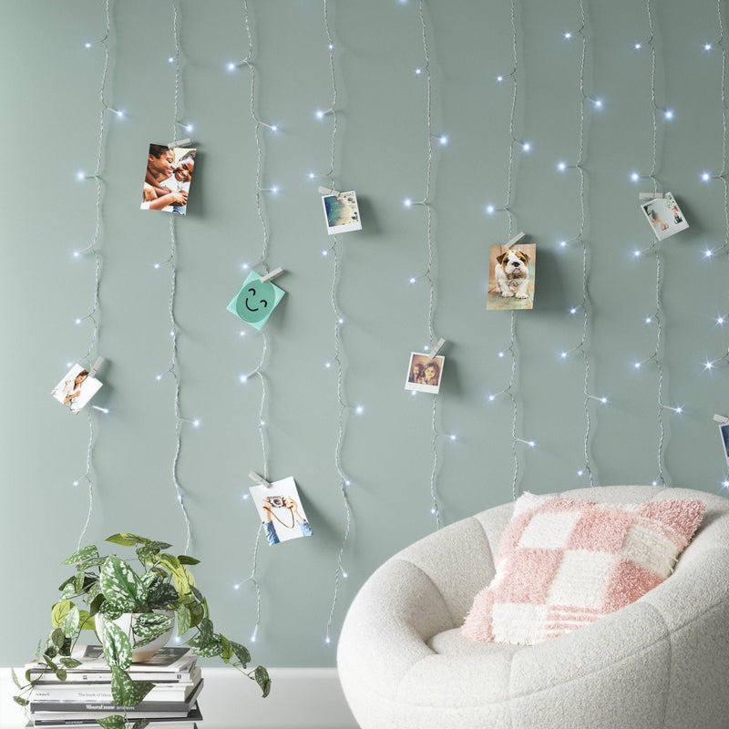 Curtain String Lights with Clips White - Room Essentials: LED Fairy Lights