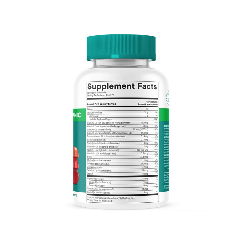 SmartyPants Organic Prenatal Multi & Vegetarian Omega 3 & Folate Gummy Vitamins - 90 ct