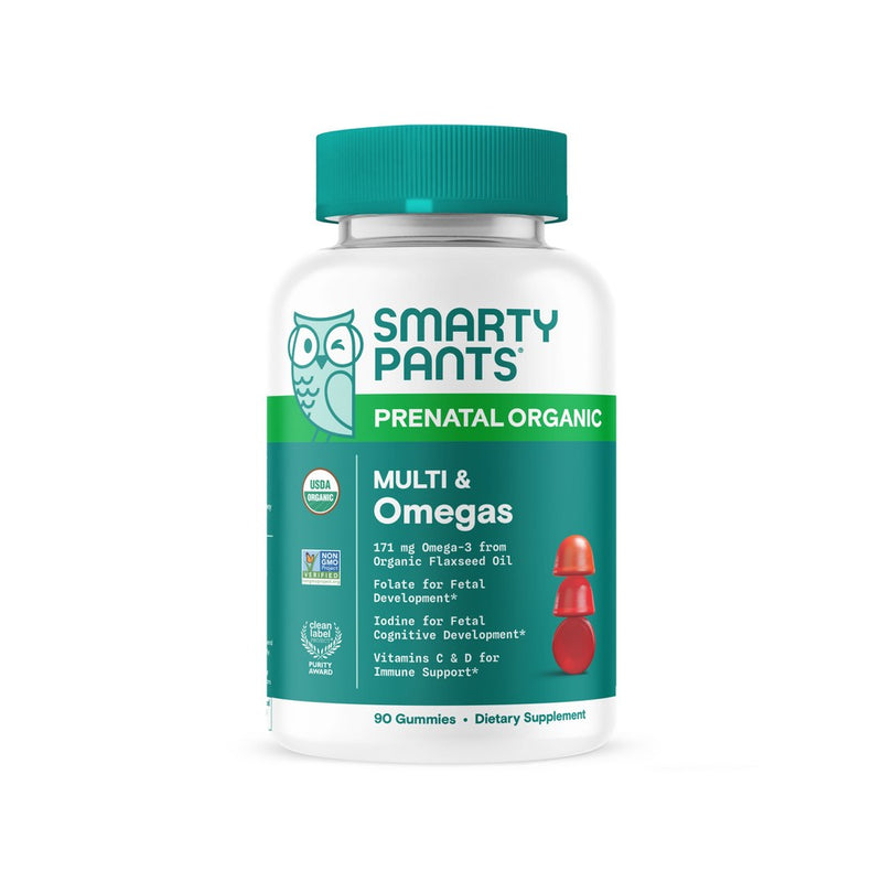 SmartyPants Organic Prenatal Multi & Vegetarian Omega 3 & Folate Gummy Vitamins - 90 ct