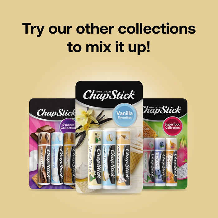 Chapstick Vanilla Favorites Lip Balm - Vanilla Mint, Vanilla Cupcake and Vanilla Bean Ice Cream Flavored - 0.15oz/3ct