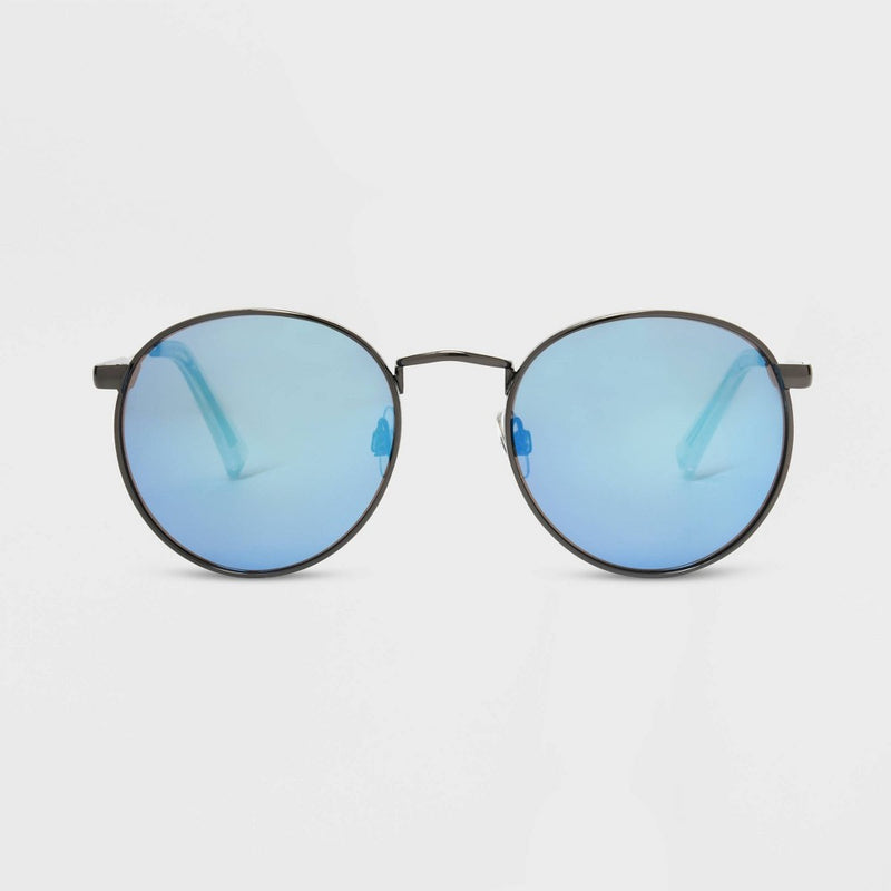 Men's Shiny Metal Round Sunglasses - Original Use Gunmetal Gray