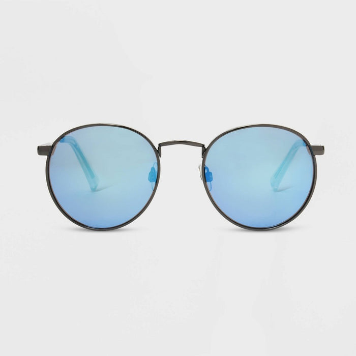 Men's Shiny Metal Round Sunglasses - Original Use Gunmetal Gray