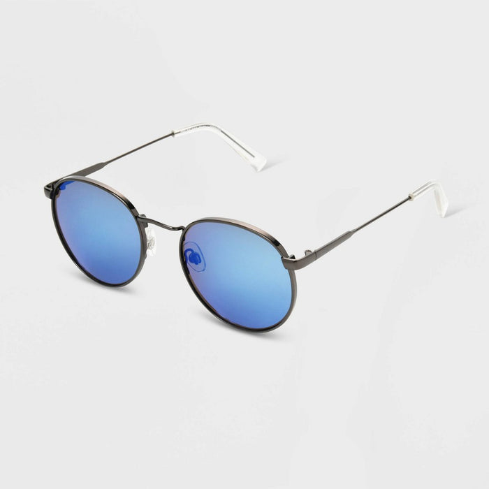 Men's Shiny Metal Round Sunglasses - Original Use Gunmetal Gray