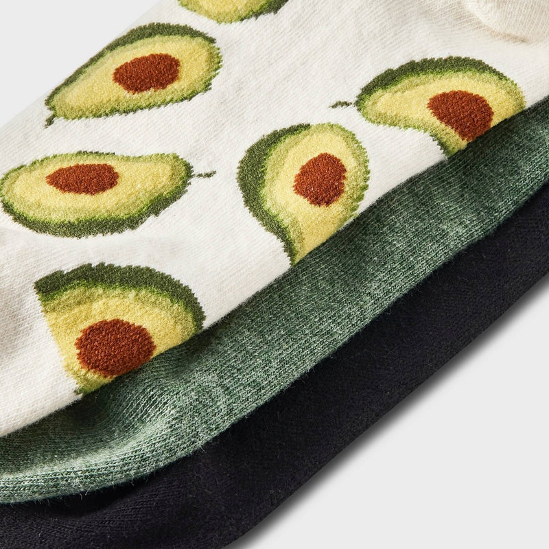 Women's Avocado 3pk Low Cut Socks Ivory/Olive Green/Black 4-10