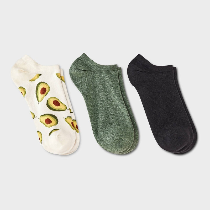 Women's Avocado 3pk Low Cut Socks Ivory/Olive Green/Black 4-10