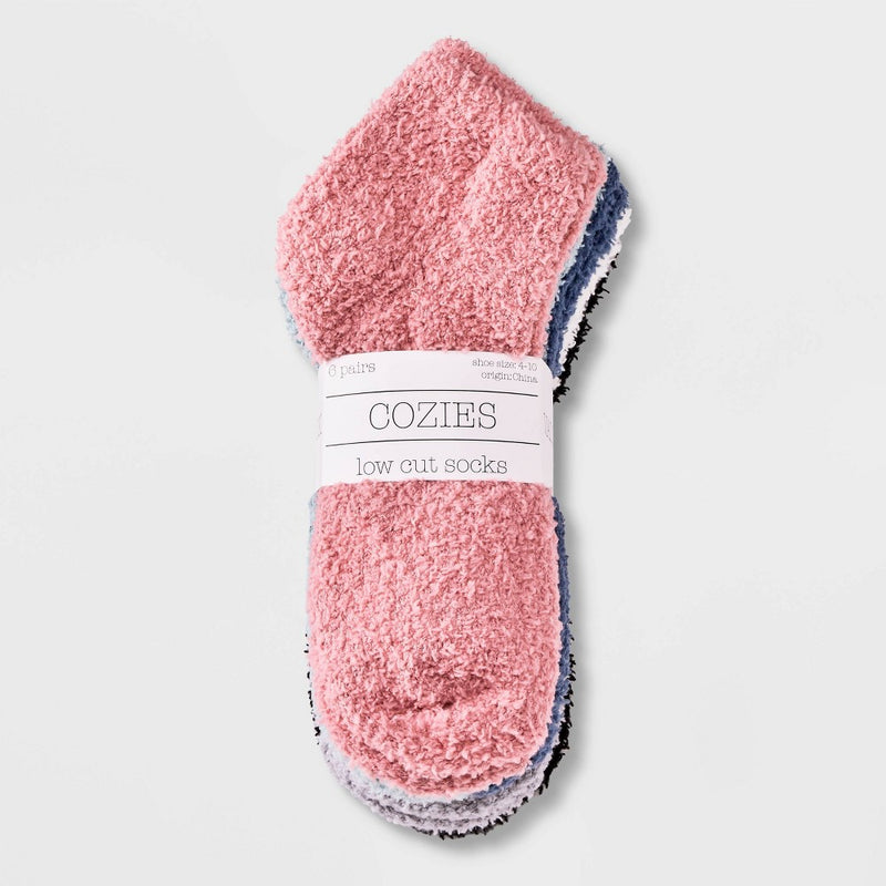 Women's 6pk Rainbow Solid Cozy Low Cut Socks - Assorted Colors 4-10