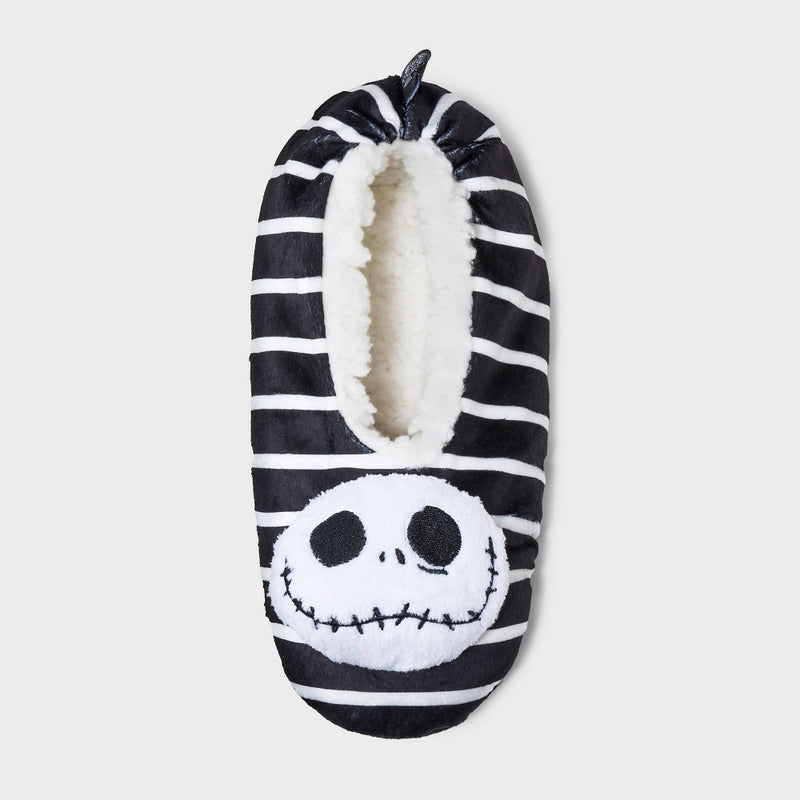 Women's Disney The Nightmare Before Christmas Fleece Slipper Socks with Grippers - Black/White M/L