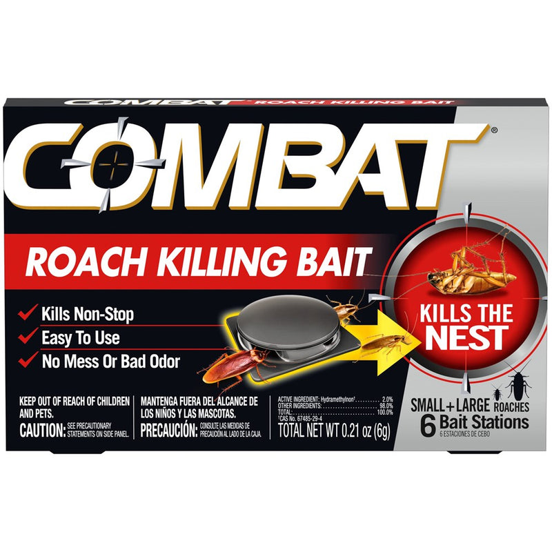 Combat Roach Killing Bait Stations For Small And Large Roaches, 6 Count (Pack Of 1)