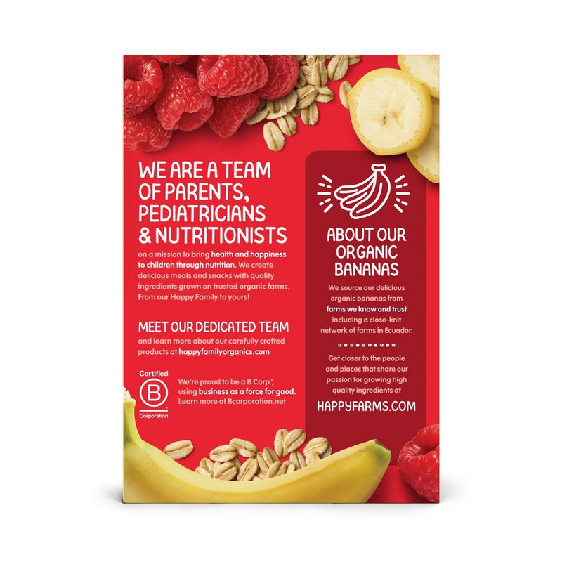 HappyBaby Clearly Crafted Bananas Raspberries & Oats Baby Food Pouch - 16oz