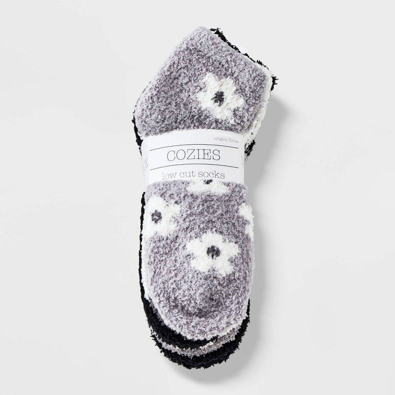 Women's Daisy 6pk Cozy Low Cut Socks - Gray/Black/Ivory 4-10