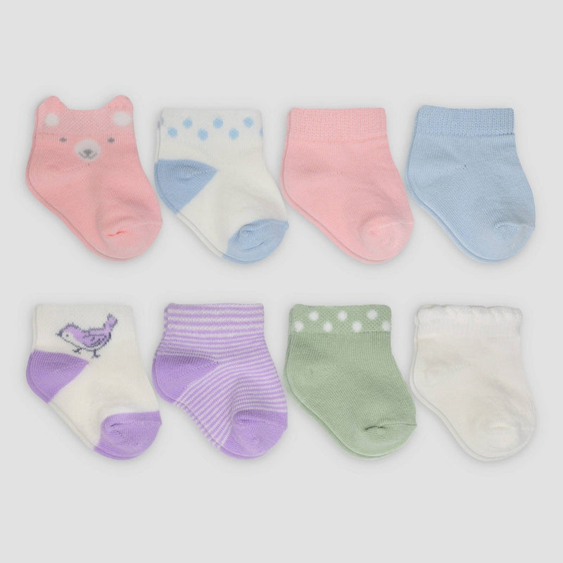 Carter's Just One You? Baby Girls' 8pk Bear Ankle G Socks - Pink 0-3M