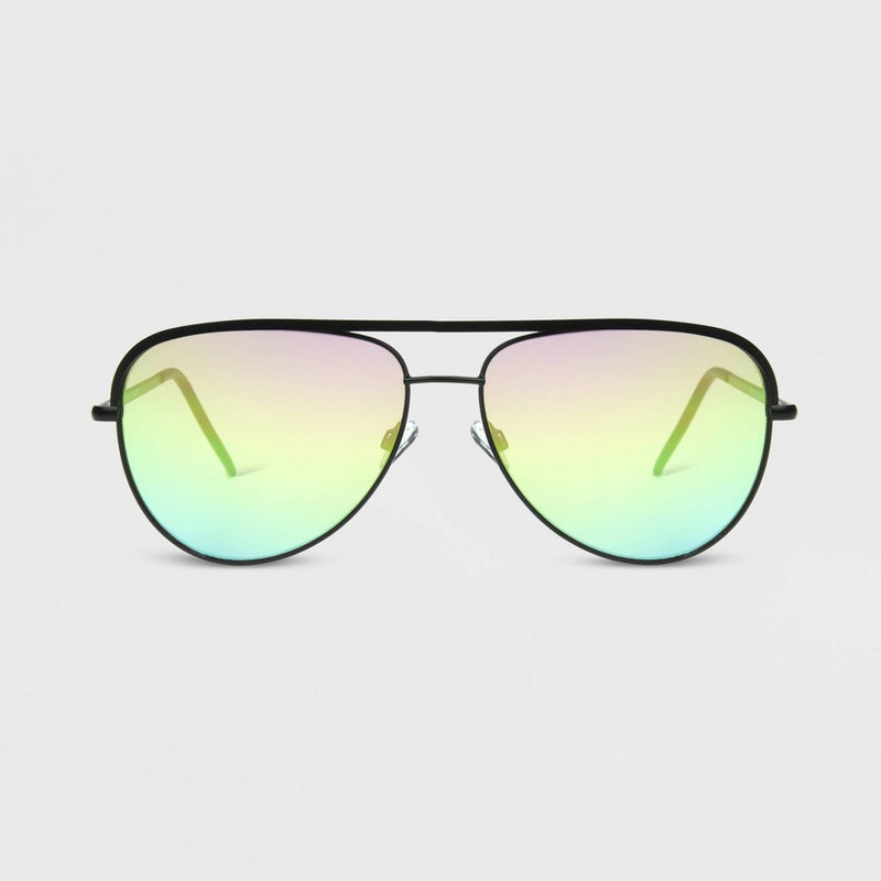 Men's Rainbow Shiny Metal Aviator Sunglasses - Original Use