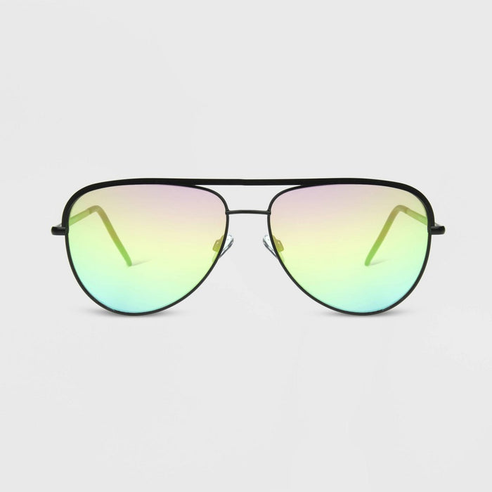 Men's Rainbow Shiny Metal Aviator Sunglasses - Original Use