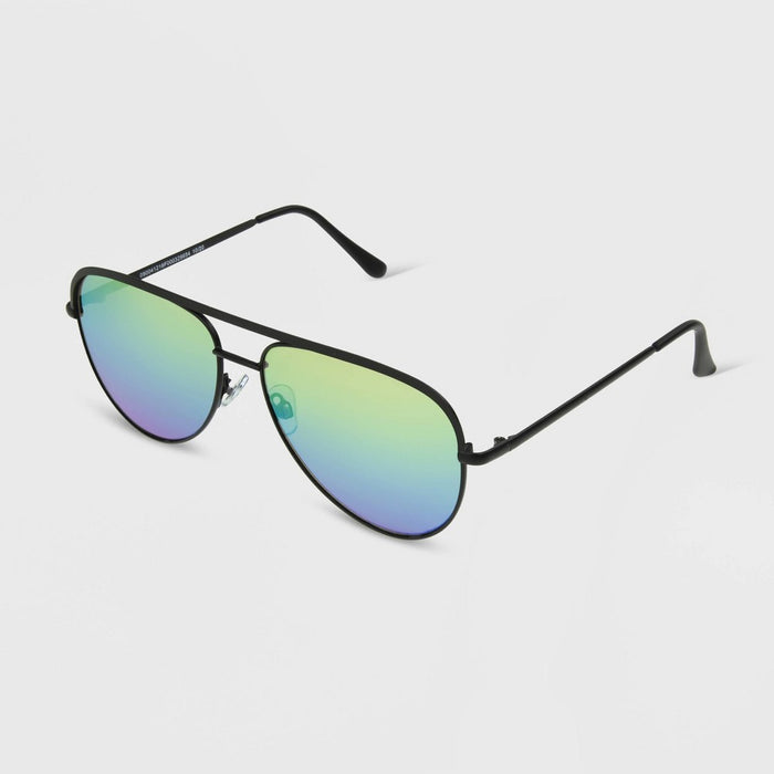 Men's Rainbow Shiny Metal Aviator Sunglasses - Original Use