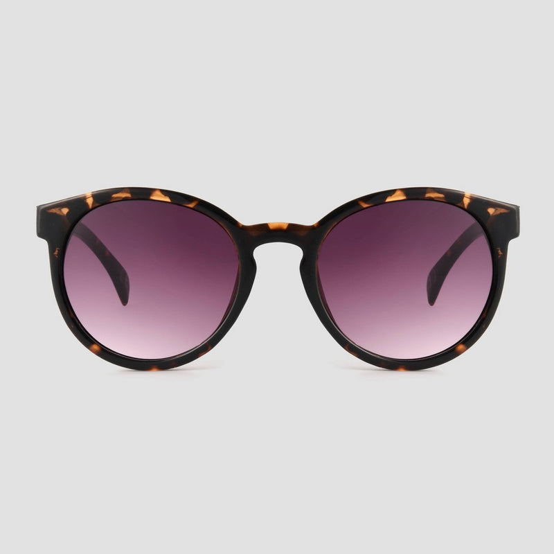 Women's Tortoise Shell Print Narrow Geo Round Sunglasses - Universal Thread Brown