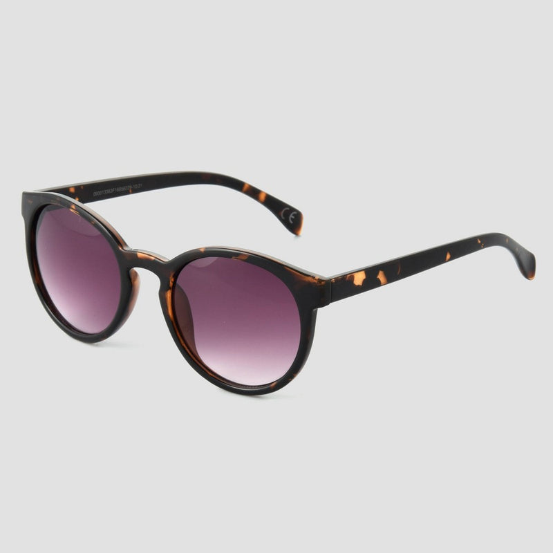 Women's Tortoise Shell Print Narrow Geo Round Sunglasses - Universal Thread Brown