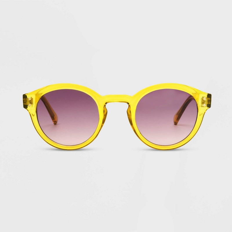 Women's Shiny Plastic Round Sunglasses with Gradient Lenses - Universal Thread Yellow