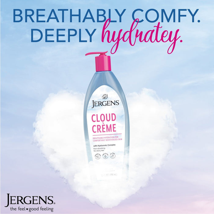 Jergens Cloud Creme Body Moisturizer, Breathable Hydration Body Lotion, Non-Greasy, Fast-Absorbing Fresh - 13 fl oz