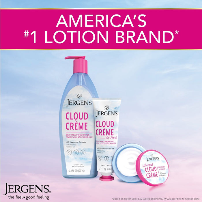 Jergens Cloud Creme Body Moisturizer, Breathable Hydration Body Lotion, Non-Greasy, Fast-Absorbing Fresh - 13 fl oz